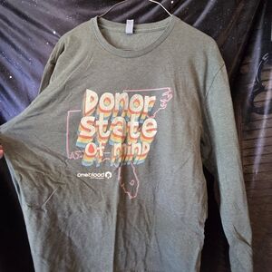 Donor State of Mind Graphic Long Sleeve Tee - Olive Green